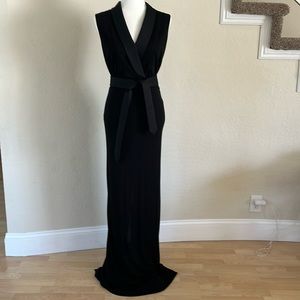 Gucci gown tuxedo style in black. Medium. V neck in satin with back slit.